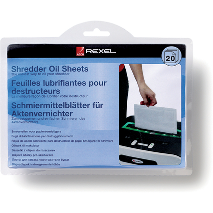 Rexel Schmiermittel-Blätter für Aktenvernichter, 20 Blatt