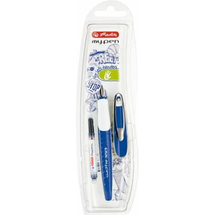 herlitz Füllhalter my.pen, Federbreite: L, blau/weiß