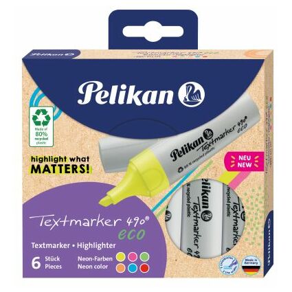 Pelikan Textmarker 490 eco, 6er Set Neon-Farben
