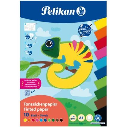 Pelikan Tonpapierblock, DIN A3, 10 Blatt, farbig sortiert