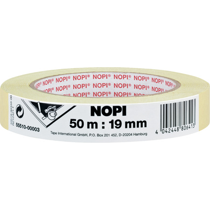 NOPI Maler Krepp Papierabdeckband, 19 mm x 50 m, beige