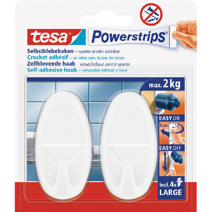 tesa Powerstrips Haken LARGE Oval, wei