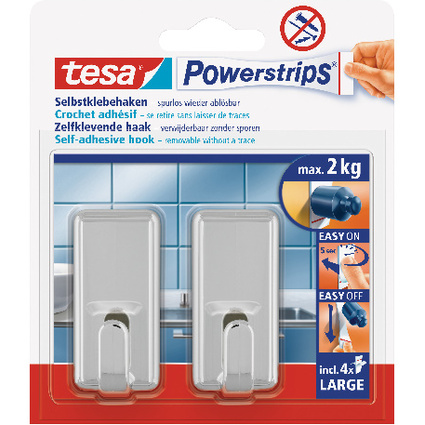 tesa Powerstrips Haken LARGE Classic, chrom