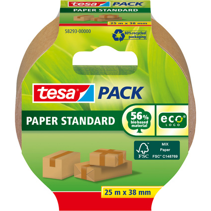 tesapack PAPER ecoLogo Verpackungsklebeband, 38 mm x 25 m