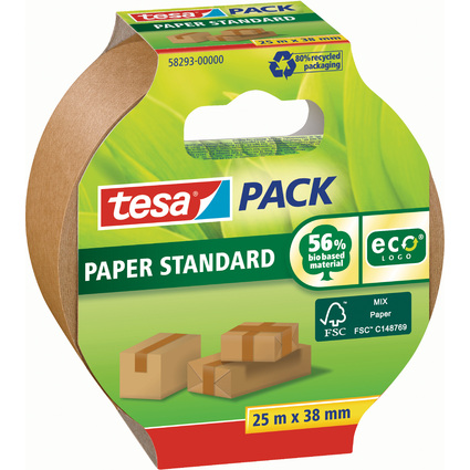 tesapack PAPER ecoLogo Verpackungsklebeband, 38 mm x 25 m