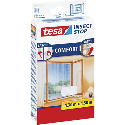 tesa Fliegengitter COMFORT für Fenster, 1,30 x 1,50 m