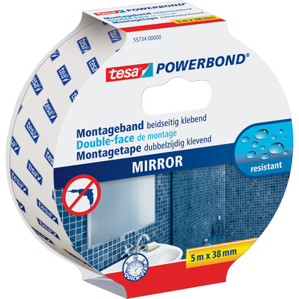 tesa Powerbond Montageband für Spiegel, 38 mm x 5,0 m