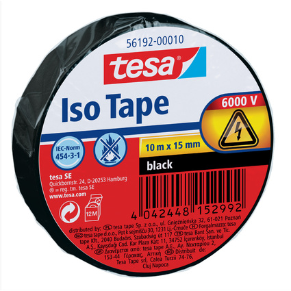 tesa Isolierband ISO TAPE, 15 mm x 10 m, schwarz