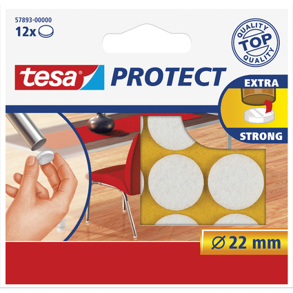 tesa Protect Filzgleiter, wei, Durchmesser: 22 mm