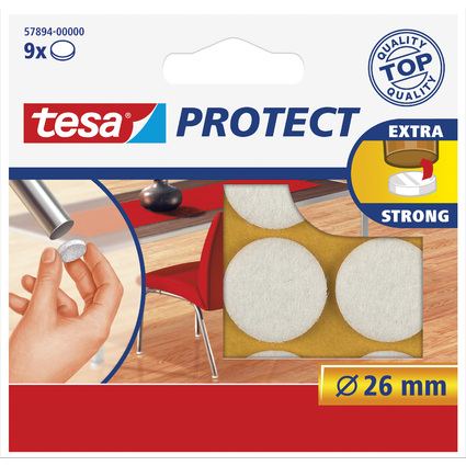 tesa Protect Filzgleiter, wei, Durchmesser: 26 mm