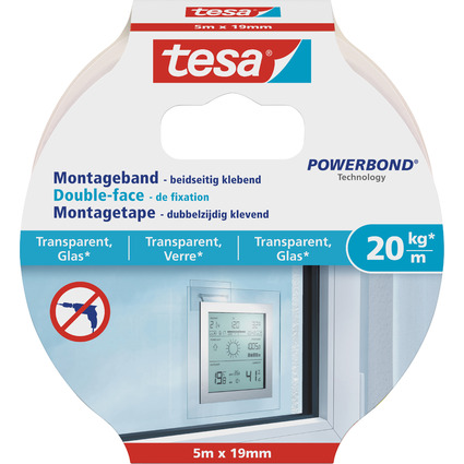 tesa Powerbond Montageband fr Glas, 19 mm x 5,0 m