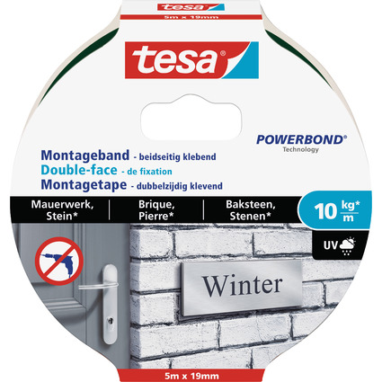 tesa Powerbond Montageband fr Mauerwerk, 19 mm x 5,0 m