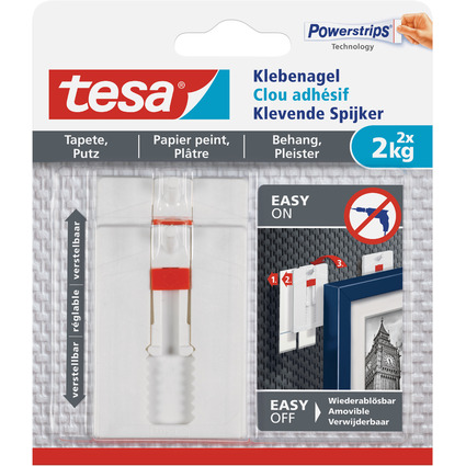 tesa Powerstrips Klebenagel für Tapeten und Putz, 2,0 kg
