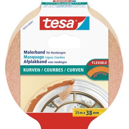 tesa Maler Hochkrepp Papierabdeckband, 38 mm x 25 m, beige