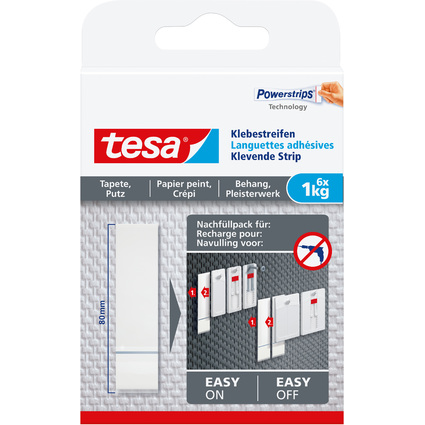 tesa Powerstrips Klebestreifen für Tapete/Putz, transparent