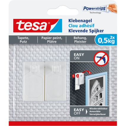 tesa Powerstrips Klebenagel für Tapeten und Putz, 0,5 kg