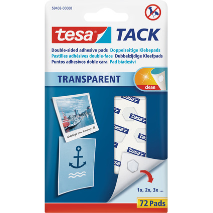 tesa TACK Klebepads, transparent, beidseitig klebend