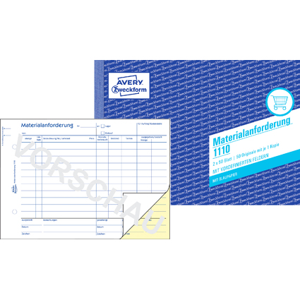 AVERY Zweckform Formularbuch "Materialanforderung", A5 quer