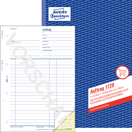 AVERY Zweckform Formularbuch "Auftrag", SD, A4, 2 x 40 Blatt