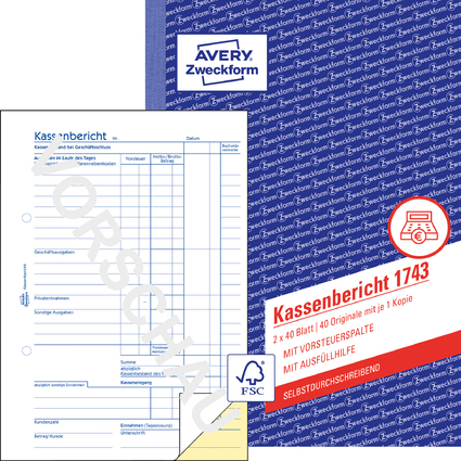 AVERY Zweckform Formularbuch Kassenbericht, SD, DIN A5