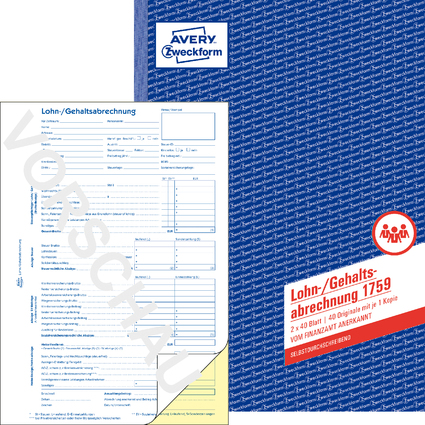 AVERY Zweckform Formularbuch "Lohnabrechnung", SD, A4