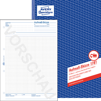 AVERY Zweckform Formularbuch "Aufma-Skizze", A4, 50 Blatt