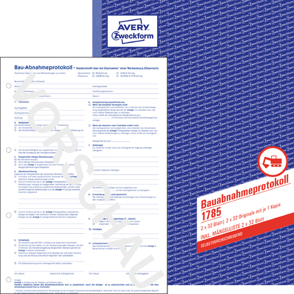 AVERY Zweckform Formularbuch "Bauabnahmeprotokoll", DIN A4