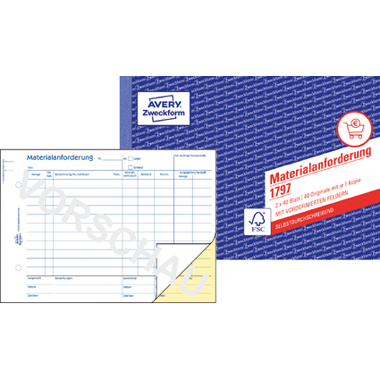 AVERY Zweckform Formularbuch "Materialanforderung", SD, A5