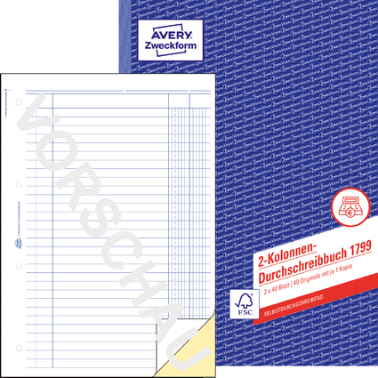 AVERY Zweckform Formularbuch "2-Kolonnen-Durchschreibbuch"