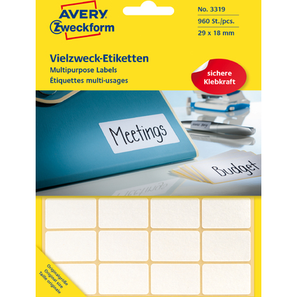 AVERY Zweckform Vielzweck-Etiketten, 29 x 18 mm, weiß, FP