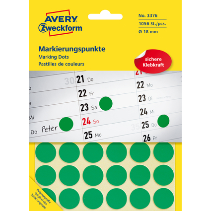 AVERY Zweckform Markierungspunkte, Durchmesser 18 mm, grn