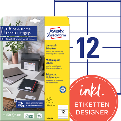 AVERY Zweckform Universal-Etiketten Office&Home, 105 x 48 mm