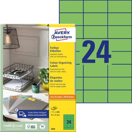 AVERY Zweckform Universal-Etiketten, 70 x 37 mm, grn