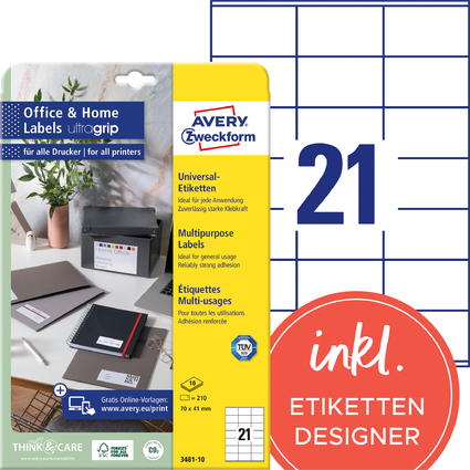 AVERY Zweckform Universal-Etiketten Home Office, 70 x 41 mm