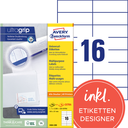 AVERY Zweckform Universal-Etiketten, 105 x 37 mm, wei