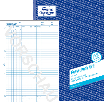 AVERY Zweckform Formularbuch "Kassenbuch EDV", A4, 100 Blatt