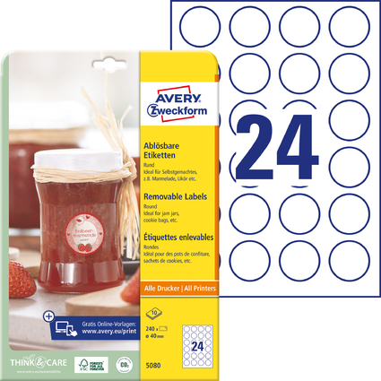 AVERY Zweckform Kennzeichnungs-Etiketten, Durchmesser: 40 mm