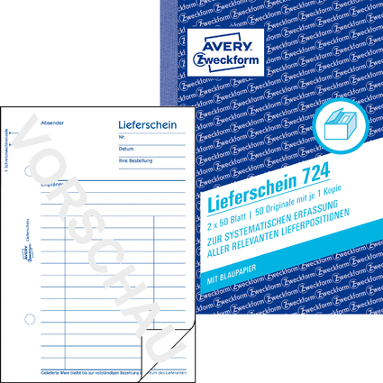 AVERY Zweckform Formularbuch "Lieferschein", 2 x 50 Blatt