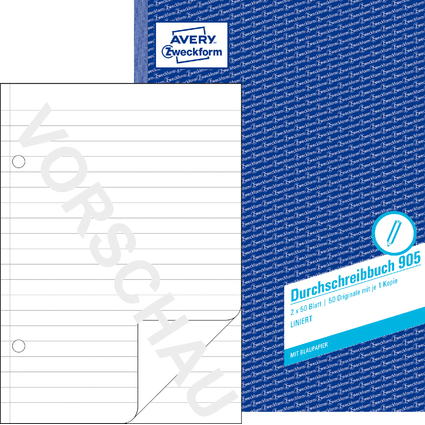 AVERY Zweckform Formularbuch "Durchschreibbuch", A4, liniert