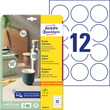 AVERY Zweckform Kennzeichnungs-Etiketten, Durchmesser: 60 mm