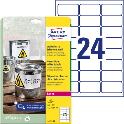 AVERY Zweckform wetterfeste Etiketten, 63,5 x 33,9 mm