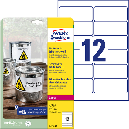 AVERY Zweckform wetterfeste Etiketten, 99,1 x 42,3 mm