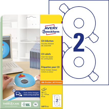 AVERY Zweckform CD-Etiketten ClassicSize, wei