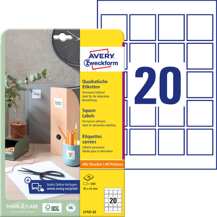 AVERY Zweckform QR Code Etiketten, 45 x 45 mm, quadratisch