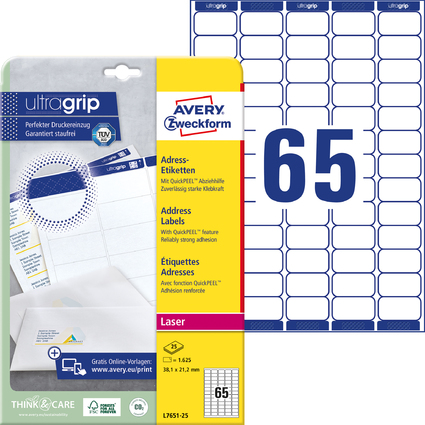 AVERY Zweckform Mini-Etiketten, 38,1 x 21,2 mm, wei