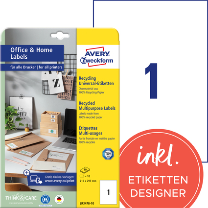 AVERY Zweckform Recycling-Universal-Etiketten Home Office