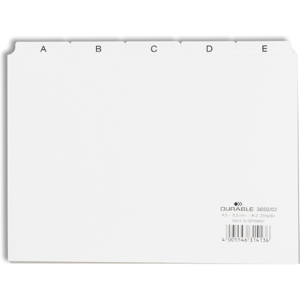 DURABLE Karteiregister A - Z, PP, A5 quer, wei, 25-teilig
