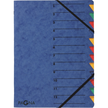 PAGNA Ordnungsmappe "EASY", DIN A4, Karton, 12 Fcher, blau
