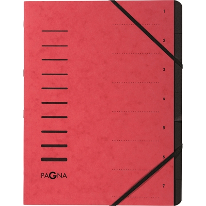 PAGNA Ordnungsmappe "Sorting File", 7 Fächer, rot