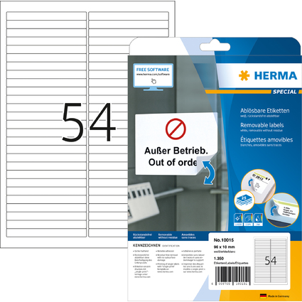 HERMA Universal-Etiketten SPECIAL, 96,0 x 10,0 mm, wei